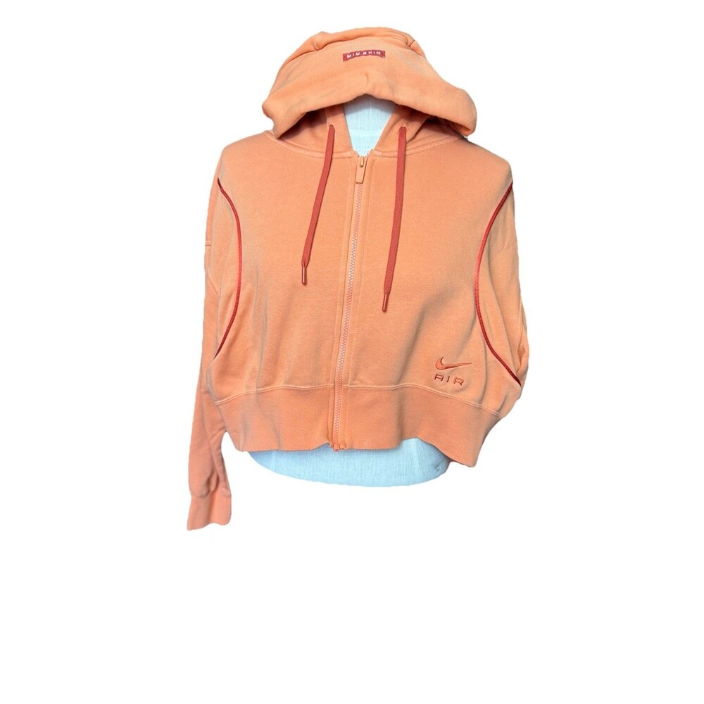 Nike Air Full-zip Cropped Peach Athletic Hoodie Womens Medium (Dq6579) EUC - Picture 2 of 8